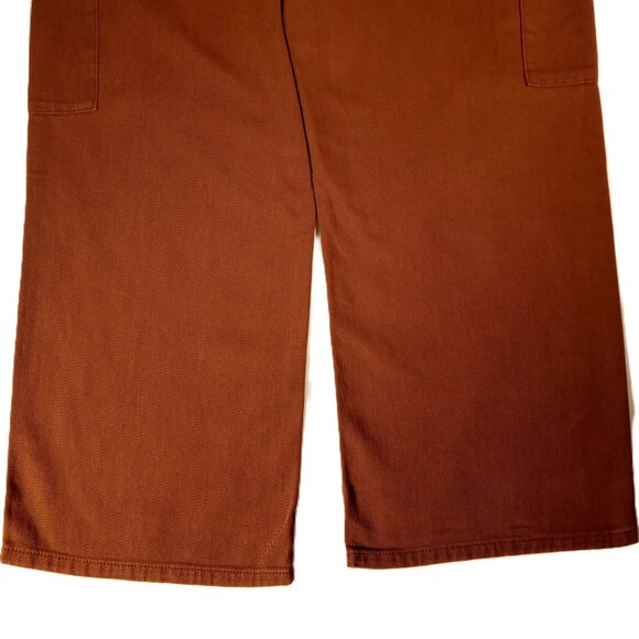 BROADWAY 38 Pants  sz 10  Med Brown  Boxy  Western  Wide-Leg  Cropped  Cargo NWT - Picture 7 of 9